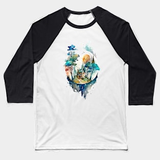 Cozy forest house surrounded with trees 3 Baseball T-Shirt